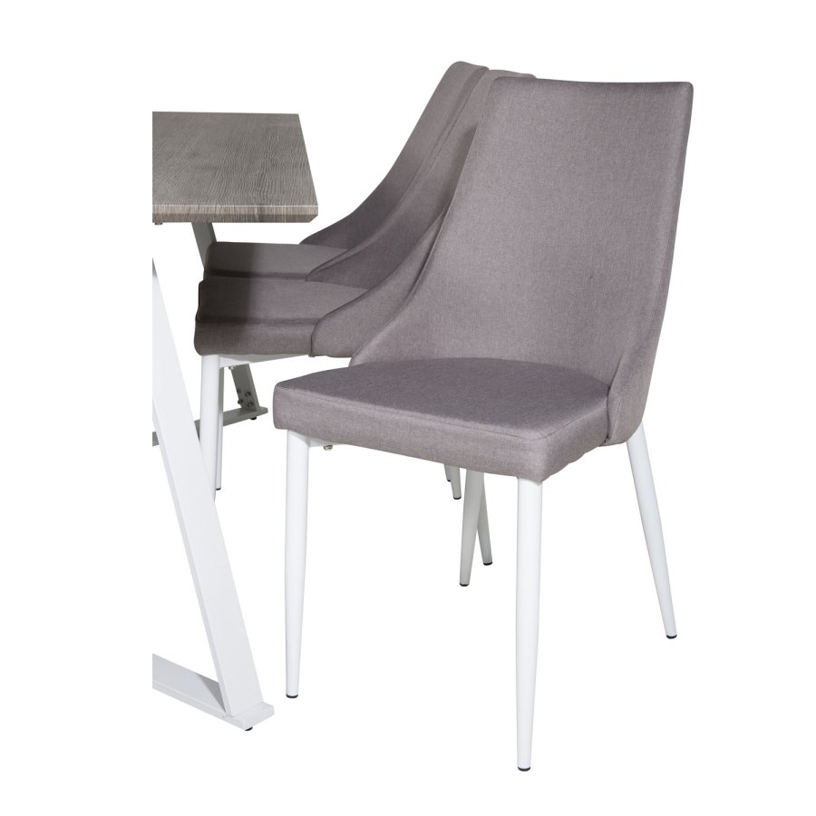 VENTURE DESIGN Marina spisebordsst, m. 6 stole - gr finer/hvid metal og gr stof/hvid metal