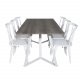 VENTURE DESIGN Marina Matbordsset, med 6 Stolar - Gr Fanér / Vit Metall och Vitt Gummiträ