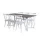 VENTURE DESIGN Marina Matbordsset, med 6 Stolar - Gr Fanér / Vit Metall och Vitt Gummiträ
