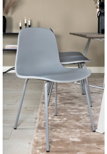 VENTURE DESIGN Marina spisebordsst, m. 6 stole - gr finer/hvid metal og gr plastik/gr metal