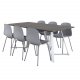 VENTURE DESIGN Marina spisebordsst, m. 6 stole - gr finer/hvid metal og gr plastik/gr metal