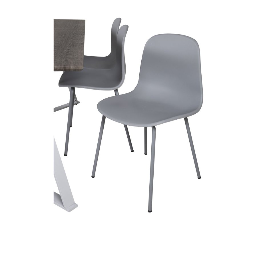 VENTURE DESIGN Marina spisebordsst, m. 6 stole - gr finer/hvid metal og gr plastik/gr metal