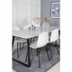 VENTURE DESIGN Estelle spisebordsst, m. 6 stole, hvid marmor/sort metal og hvid plastik/sort metal