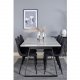 VENTURE DESIGN Estelle spisebordsst, m. 6 stole - hvid marmor/sort metal og sort stof/sort metal