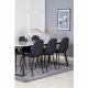 VENTURE DESIGN Estelle spisebordsst, m. 6 stole - hvid marmor/sort metal og sort stof/sort metal