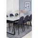 VENTURE DESIGN Estelle spisebordsst, m. 6 stole - hvid marmor/sort metal og sort stof/sort metal