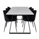 VENTURE DESIGN Estelle spisebordsst, m. 6 stole - hvid marmor/sort metal og sort fljl/sort metal