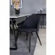 VENTURE DESIGN Estelle spisebordsst, m. 6 stole - hvid marmor/sort metal og sort stof/sort metal