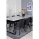 VENTURE DESIGN Estelle spisebordsst, m. 6 stole - hvid marmor/sort metal og sort stof/sort metal