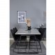 VENTURE DESIGN Estelle spisebordsst, m. 6 stole - hvid marmor/sort metal og sort stof/sort metal