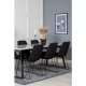 VENTURE DESIGN Estelle spisebordsst, m. 6 stole - hvid marmor/sort metal og sort stof/sort metal