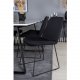VENTURE DESIGN Estelle spisebordsst, m. 6 stole - hvid marmor/sort metal og sort stof/sort metal