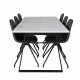 VENTURE DESIGN Estelle spisebordsst, m. 6 stole - hvid marmor/sort metal og sort PU/sort metal