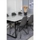 VENTURE DESIGN Estelle spisebordsst, m. 6 stole - hvid marmor/sort metal og sort PU/sort metal
