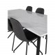 VENTURE DESIGN Estelle spisebordsst, m. 6 stole - hvid marmor/sort metal og sort PU/sort metal