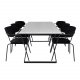 VENTURE DESIGN Estelle spisebordsst, m. 6 stole - hvid marmor/sort metal og sort fljl/sort metal