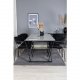 VENTURE DESIGN Estelle spisebordsst, m. 6 stole - hvid marmor/sort metal og sort fljl/sort metal