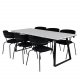 VENTURE DESIGN Estelle spisebordsst, m. 6 stole - hvid marmor/sort metal og sort fljl/sort metal