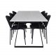 VENTURE DESIGN Estelle spisebordsst, m. 6 stole - hvid marmor/sort metal og sort stof/sort metal