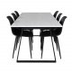 VENTURE DESIGN Estelle spisebordsst, m. 6 stole - hvid marmor/sort metal og sort plastik/sort metal