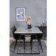 VENTURE DESIGN Estelle spisebordsst, m. 6 stole - hvid marmor/sort metal og sort plastik/sort metal