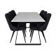 VENTURE DESIGN Estelle spisebordsst, m. 6 stole - hvid marmor/sort metal og sort stof/sort metal