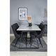 VENTURE DESIGN Estelle spisebordsst, m. 6 stole - hvid marmor/sort metal og sort stof/sort metal