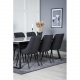VENTURE DESIGN Estelle spisebordsst, m. 6 stole - hvid marmor/sort metal og sort stof/sort metal