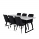 VENTURE DESIGN Estelle spisebordsst, m. 6 stole - hvid marmor/sort metal og sort stof/sort metal