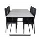 VENTURE DESIGN Estelle spisebordsst, m. 6 stole - hvid marmor/sort metal og sort PU/sort metal