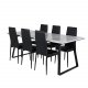 VENTURE DESIGN Estelle spisebordsst, m. 6 stole - hvid marmor/sort metal og sort PU/sort metal