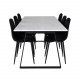 VENTURE DESIGN Estelle spisebordsst, m. 6 stole - hvid marmor/sort metal og sort fljl/sort metal