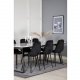 VENTURE DESIGN Estelle spisebordsst, m. 6 stole - hvid marmor/sort metal og sort fljl/sort metal
