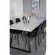 VENTURE DESIGN Estelle spisebordsst, m. 6 stole - hvid marmor/sort metal og sort fljl/sort metal