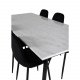 VENTURE DESIGN Estelle spisebordsst, m. 6 stole - hvid marmor/sort metal og sort fljl/sort metal