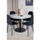 VENTURE DESIGN Estelle Esstisch-Set, mit 4 St&uuml;hlen &ndash; wei&szlig;er Marmor/schwarzes Metall und schwarzer Samt/schwarzes Metall