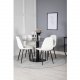 VENTURE DESIGN Estelle spisebordss�t, m. 4 stole - sort marmor, hvid bamsestof og sort metal