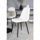 VENTURE DESIGN Estelle spisebordss�t, m. 4 stole - sort marmor, hvid bamsestof og sort metal