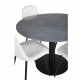 VENTURE DESIGN Estelle spisebordss�t, m. 4 stole - sort marmor, hvid bamsestof og sort metal