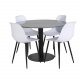 VENTURE DESIGN Estelle spisebordss�t, m. 4 stole - sort marmor/sort metal og hvid plastik/sort metal