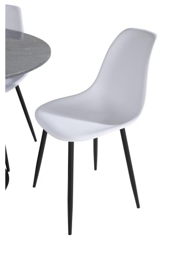 VENTURE DESIGN Estelle spisebordss�t, m. 4 stole - sort marmor/sort metal og hvid plastik/sort metal