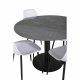 VENTURE DESIGN Estelle spisebordss�t, m. 4 stole - sort marmor/sort metal og hvid plastik/sort metal