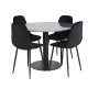 VENTURE DESIGN Estelle spisebordss�t, m. 4 stole - sort marmor/sort metal og sort fl�jl/sort metal