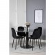 VENTURE DESIGN Estelle spisebordss�t, m. 4 stole - sort marmor/sort metal og sort fl�jl/sort metal