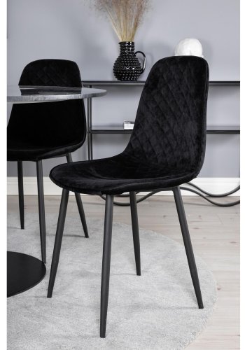 VENTURE DESIGN Estelle spisebordss�t, m. 4 stole - sort marmor/sort metal og sort fl�jl/sort metal