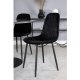 VENTURE DESIGN Estelle spisebordss�t, m. 4 stole - sort marmor/sort metal og sort fl�jl/sort metal