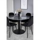 VENTURE DESIGN Estelle spisebordss�t, m. 4 stole - sort marmor/sort metal og sort fl�jl/sort metal