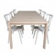 VENTURE DESIGN Slider spisebordsett, m. 6 stoler - hvitkalket eikefiner/eik og gr gummitre