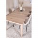 VENTURE DESIGN Slider spisebordsett, m. 6 stoler - hvitkalket eikefiner/eik og beige stoff/svart metall