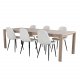 VENTURE DESIGN Slider spisebordsett, m. 6 stoler - hvitkalket eikefiner/eik og hvit teddy/svart metall
